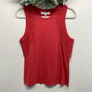 NWT Loft Sleeveless Tank Top Lace Detail Rust S
